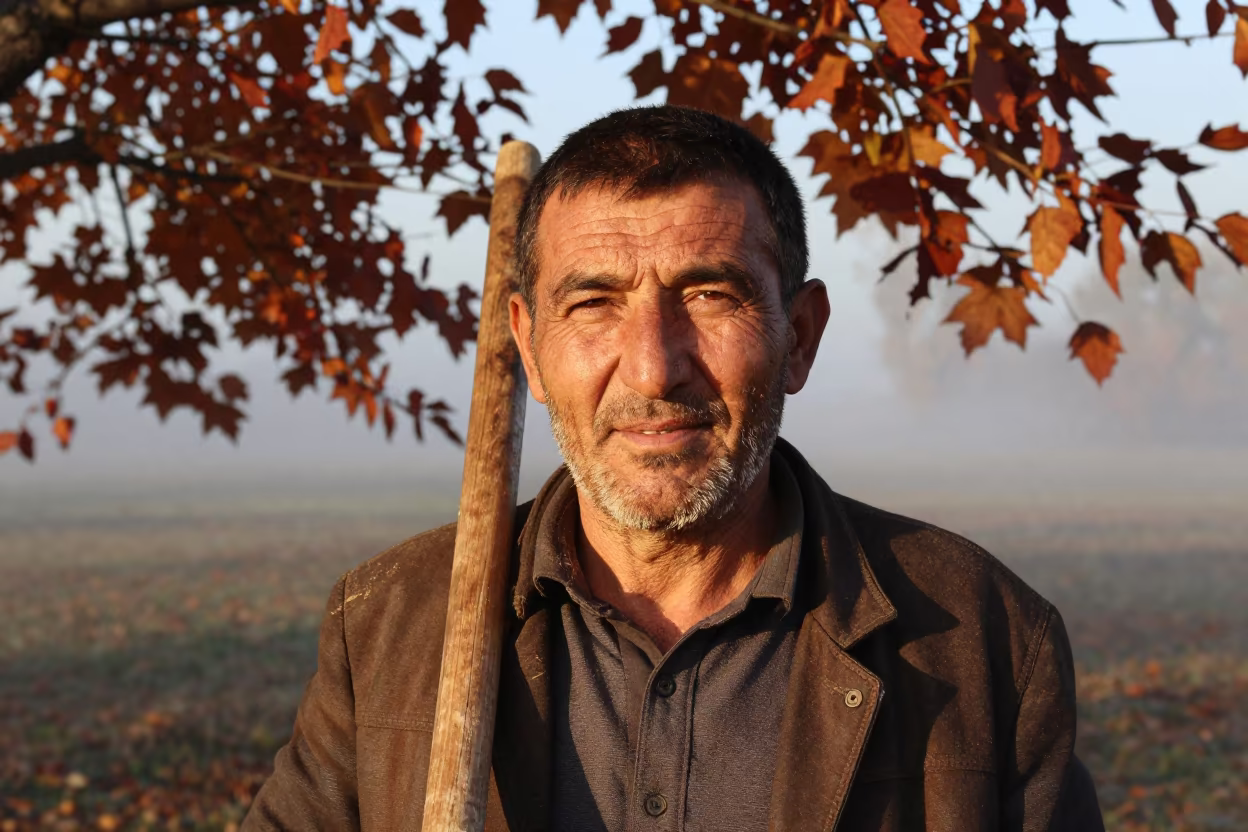Woodcutter with Sawdust Beard in Namangan Autumn in in Namangan