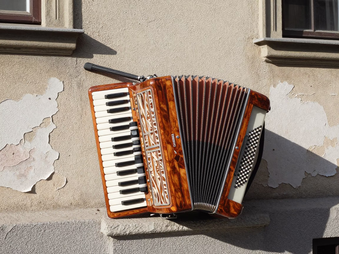 Wooden Accordion in Vienna in in Vienna, Austria