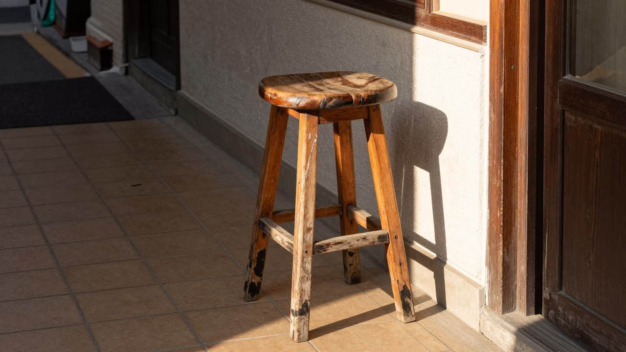 Wooden Bar Stool in Busan in in Busan, South Korea