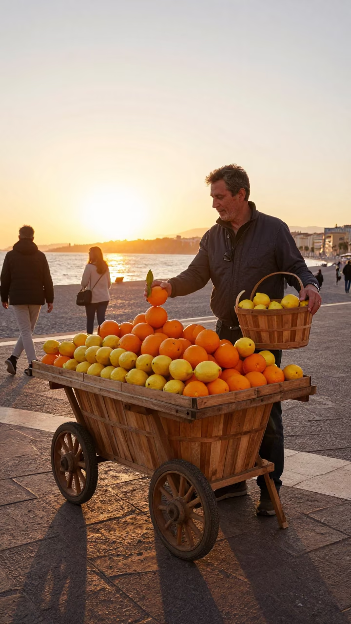 Wooden Basket in Nice at Golden Hour in in Nice, France