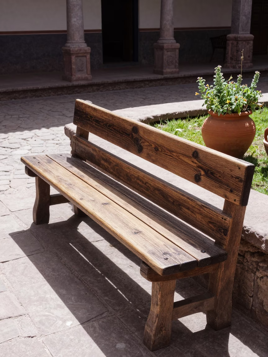 Wooden Bench in Cusco in in Cusco, Peru