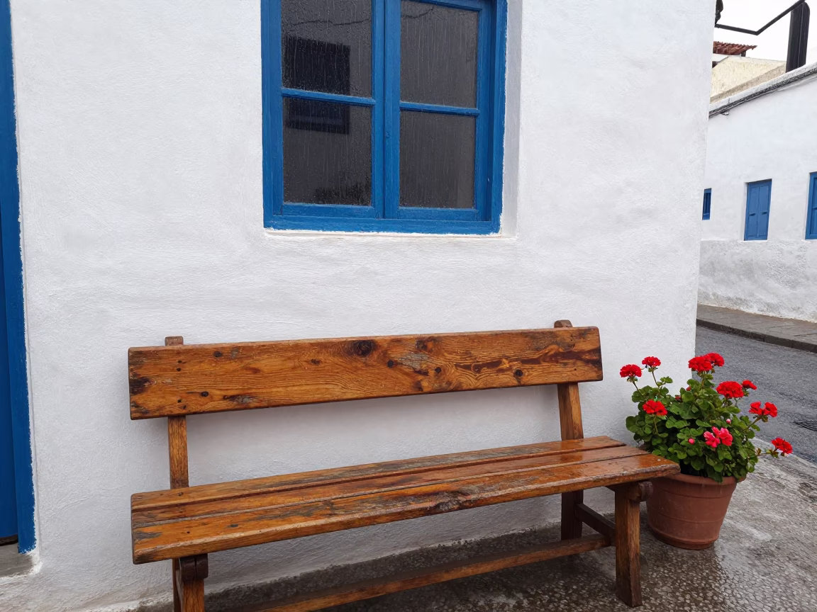 Wooden Bench in Essaouira in in Essaouira, Morocco
