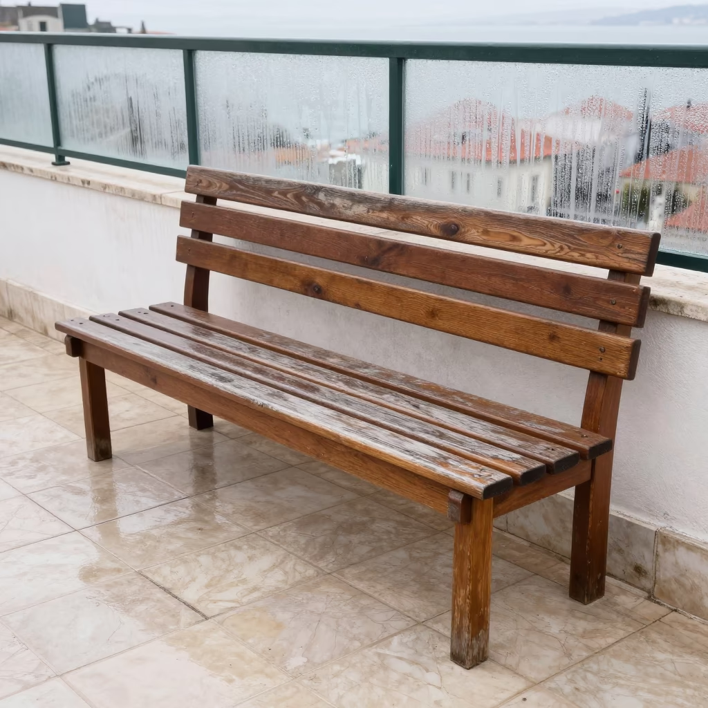 Wooden Bench in Lisbon in in Lisbon, Portugal
