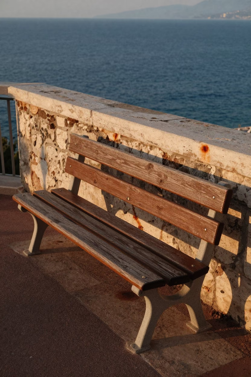 Wooden Bench in Nice in in Nice, France