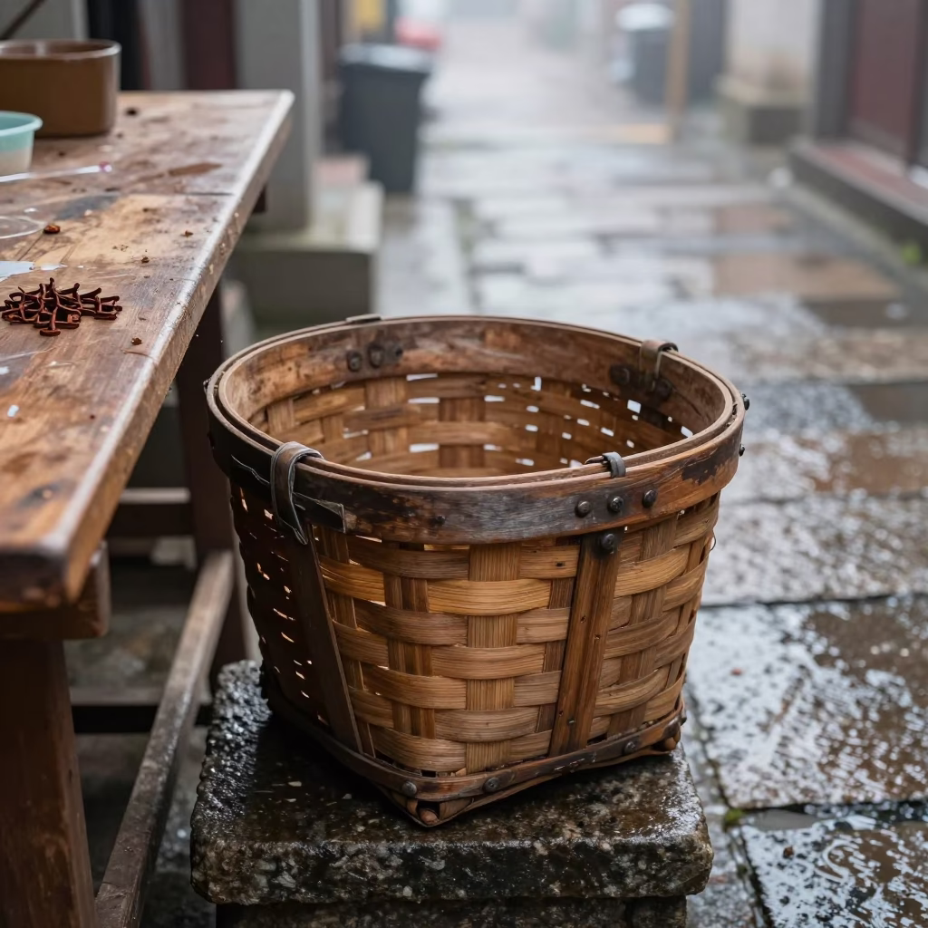 Wooden Bicycle Basket in Tainan in in Tainan, Taiwan