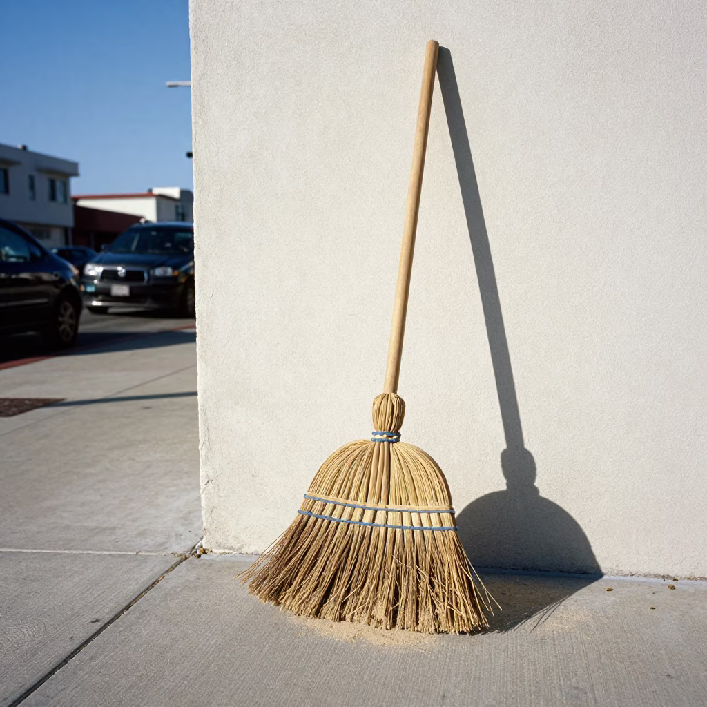 Wooden Broom in San Diego at Afternoon Light in in San Diego, California, United States