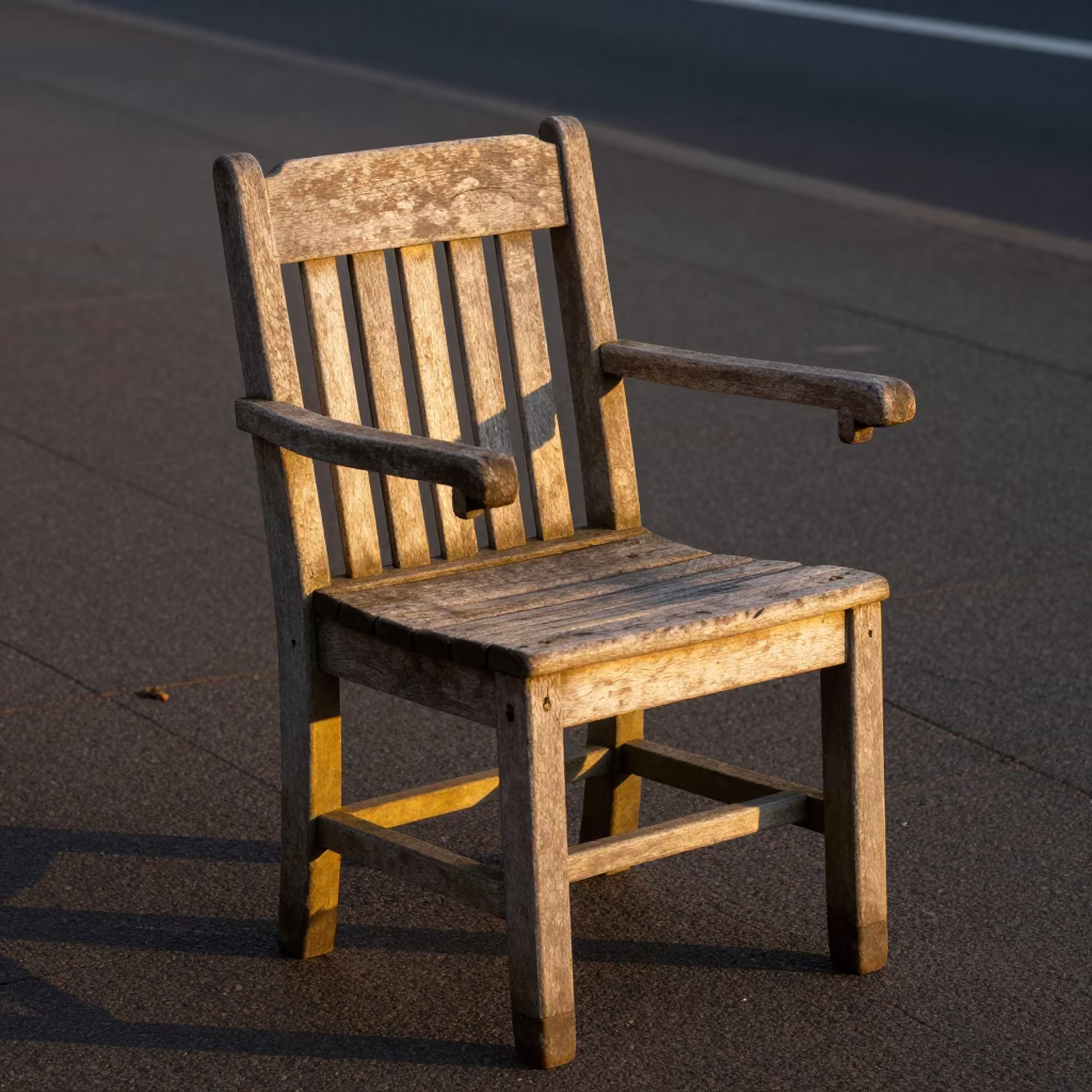 Wooden Chair in Sydney at Golden Hour in in Sydney, New South Wales, Australia