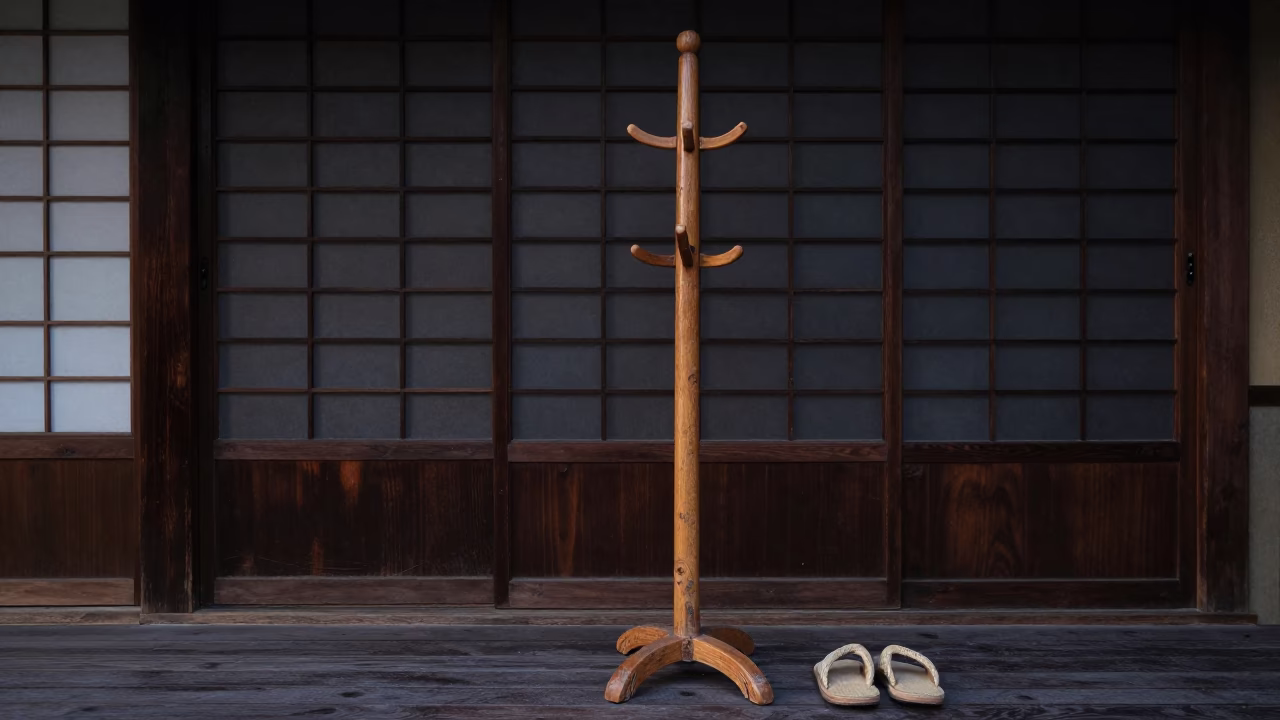 Wooden Coat Stand in Kyoto in in Kyoto, Japan