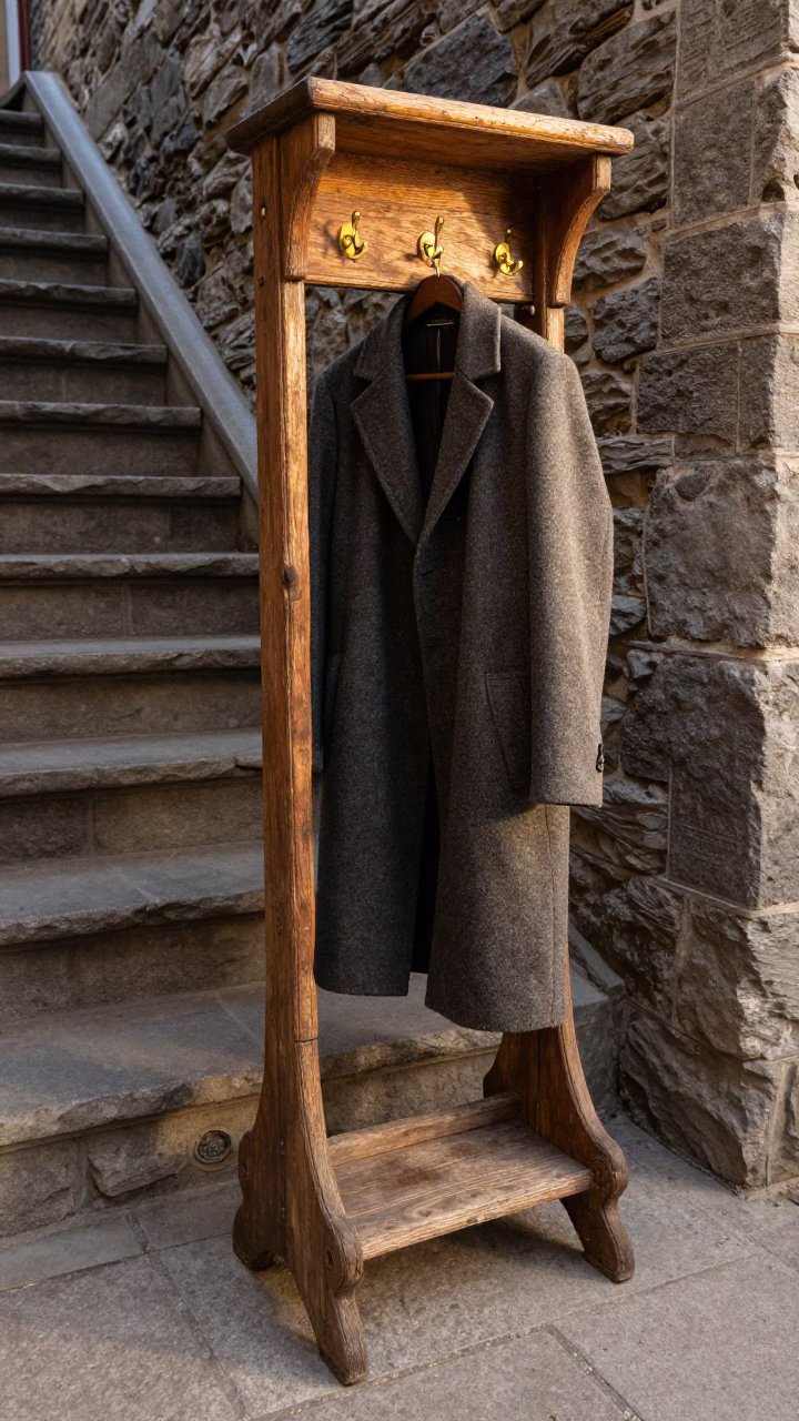 Wooden Coat Stand in Quebec City in in Quebec City, Canada