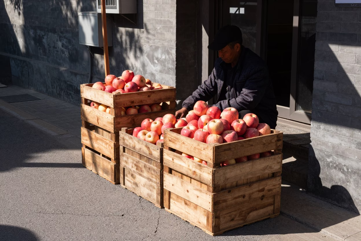 Wooden Crates in Beijing at Flat Noon Light in in Beijing, China