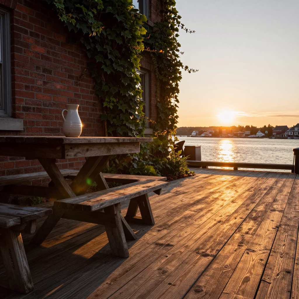 Wooden Deck in Halifax at Golden Hour in in Halifax, Nova Scotia, Canada