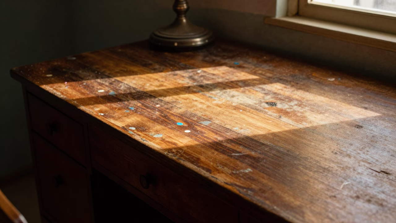 Wooden Desk in Havana at Late Afternoon Light in in Havana, Cuba