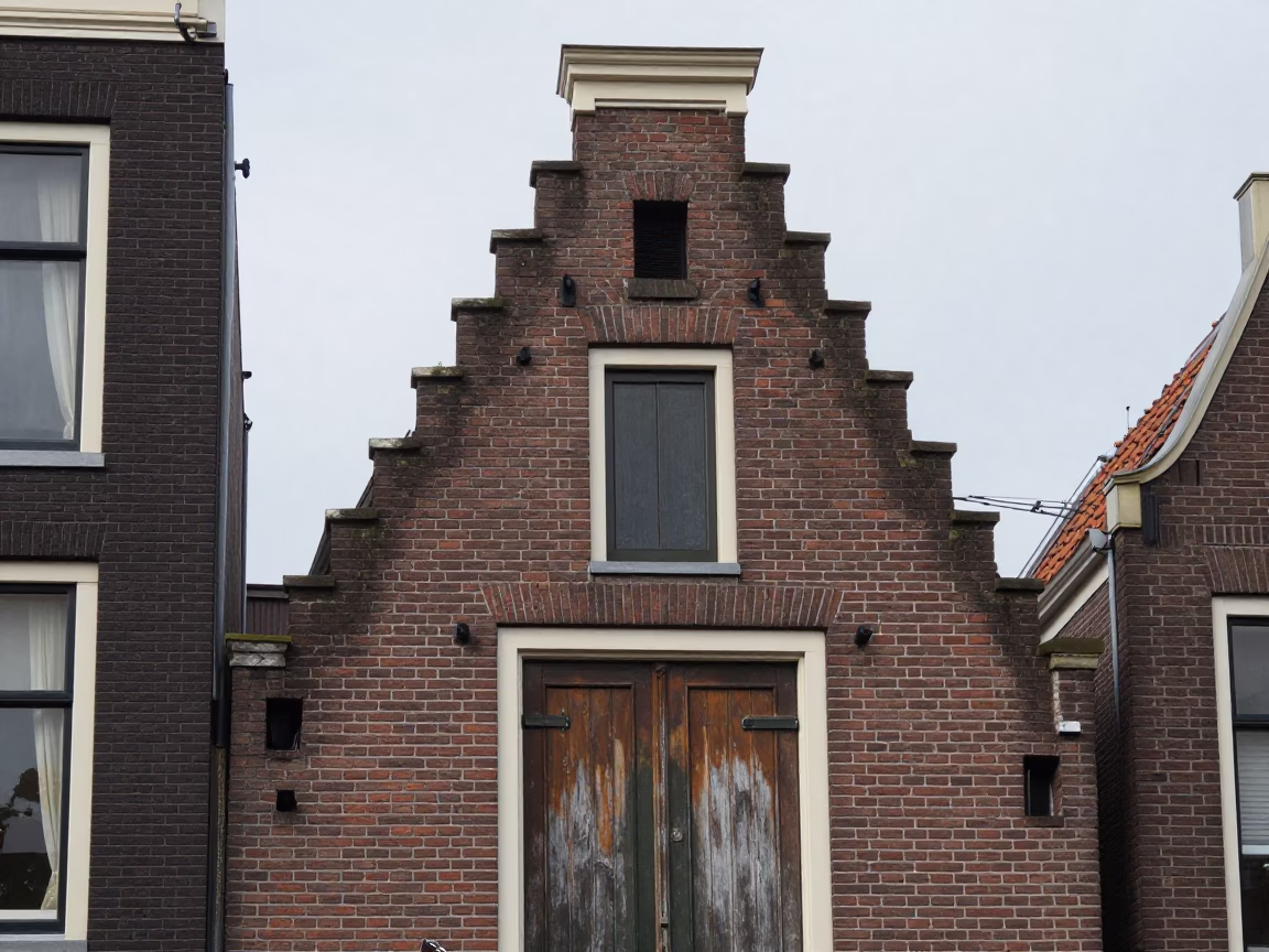 Wooden Door in Amsterdam at Midday Light in in Amsterdam, Netherlands