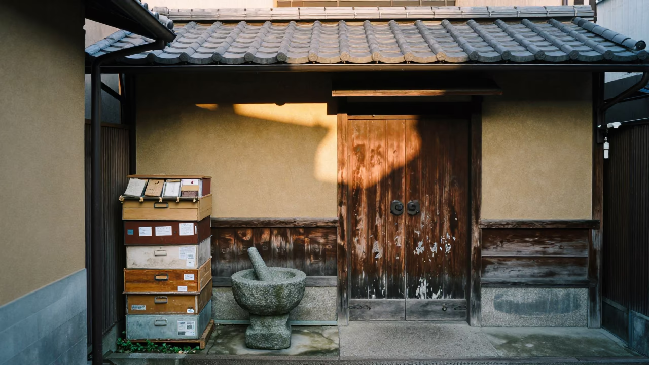 Wooden Door in Fukuoka in in Fukuoka, Japan