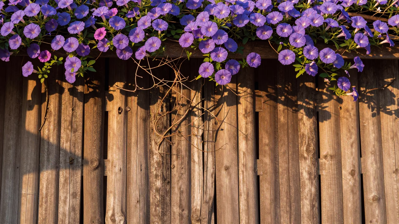 Wooden Fence just after sunrise in Luang Prabang in in Luang Prabang, Laos