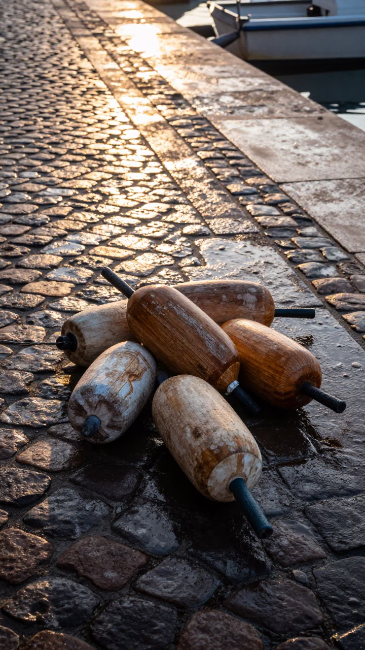 Wooden Fishing Floats in Nice in in Nice, France