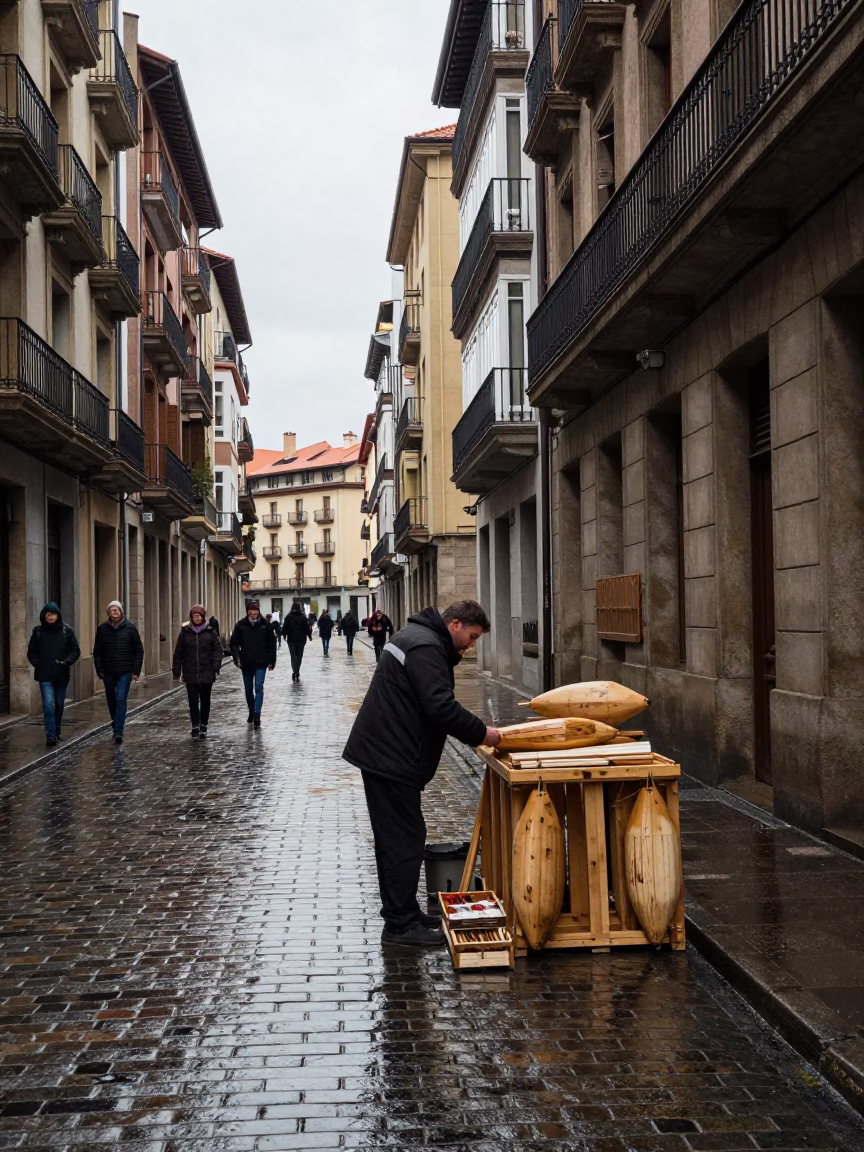 Wooden Floats in Bilbao in in Bilbao, Spain