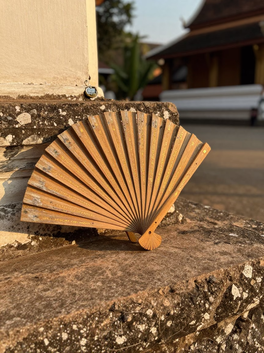 Wooden Folding Fan in Luang Prabang in in Luang Prabang, Laos
