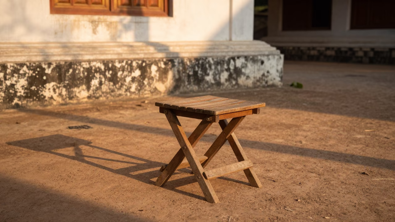 Wooden Folding Stool in Luang Prabang in in Luang Prabang, Laos