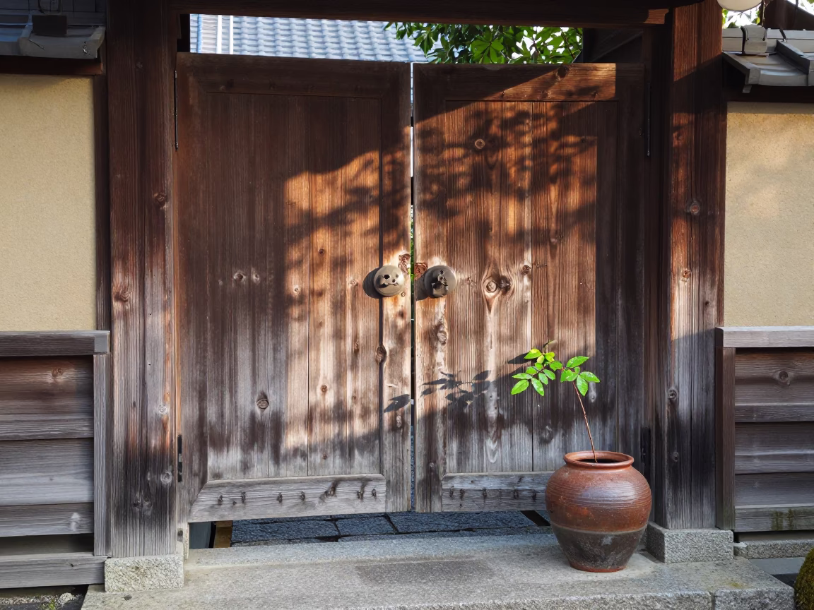 Wooden Gate in Kyoto in in Kyoto, Japan