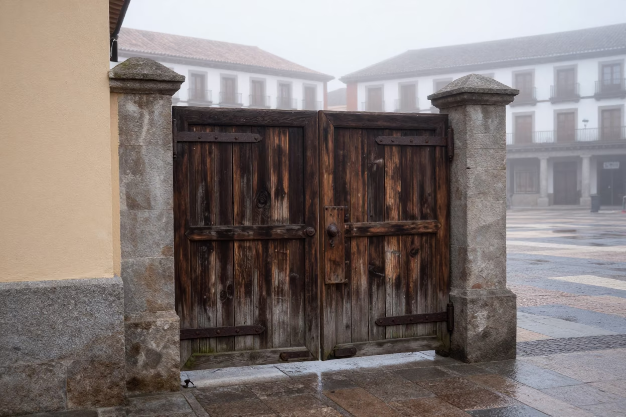 Wooden Gate in Madrid in in Madrid, Spain