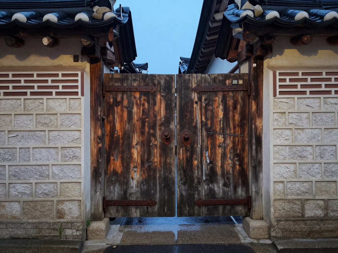 Wooden Gate in Seoul in in Seoul, South Korea