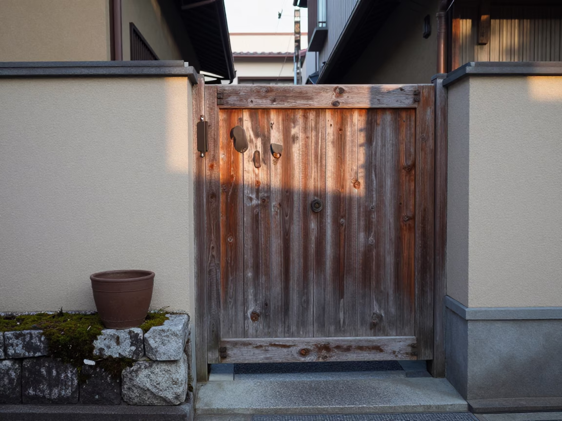 Wooden Gate in Tokyo in in Tokyo, Japan
