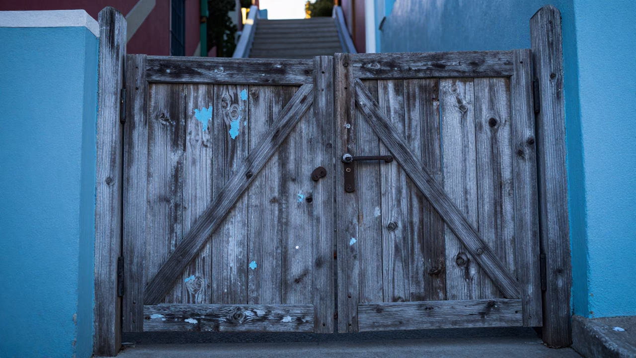 Wooden Gate in Valparaiso in in Valparaiso, Chile