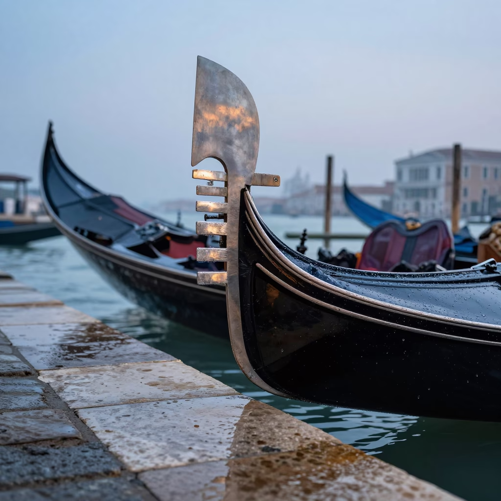 Wooden Gondola in Venice in in Venice, Italy