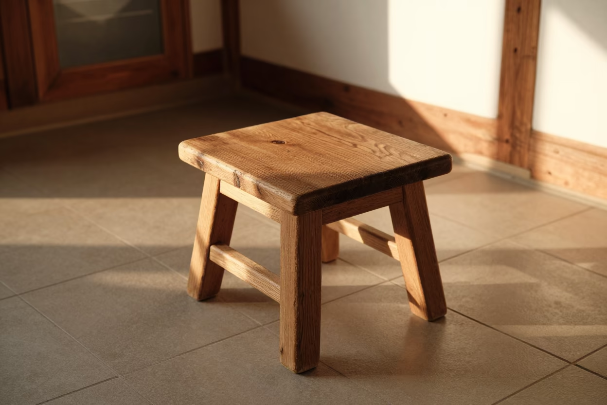 Wooden Kitchen Stool in Busan in in Busan, South Korea
