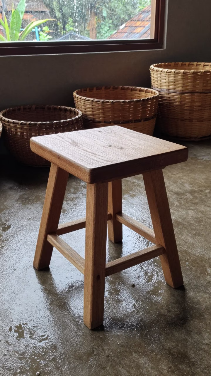Wooden Kitchen Stool in Chiang Mai in in Chiang Mai, Thailand