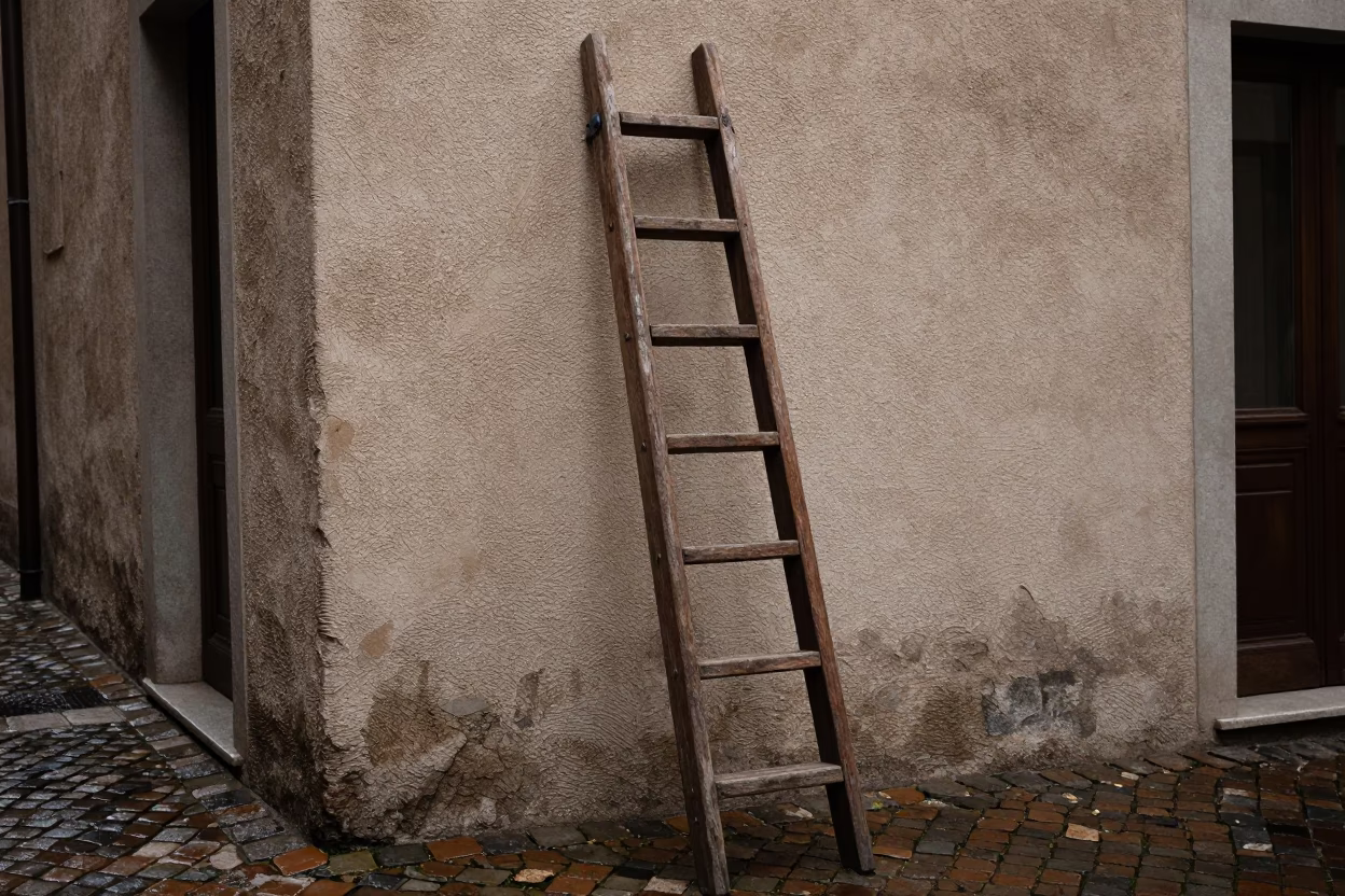 Wooden Ladder in Milan in in Milan, Italy