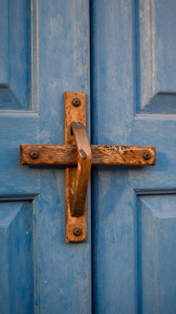 Wooden Latch in Essaouira in in Essaouira, Morocco
