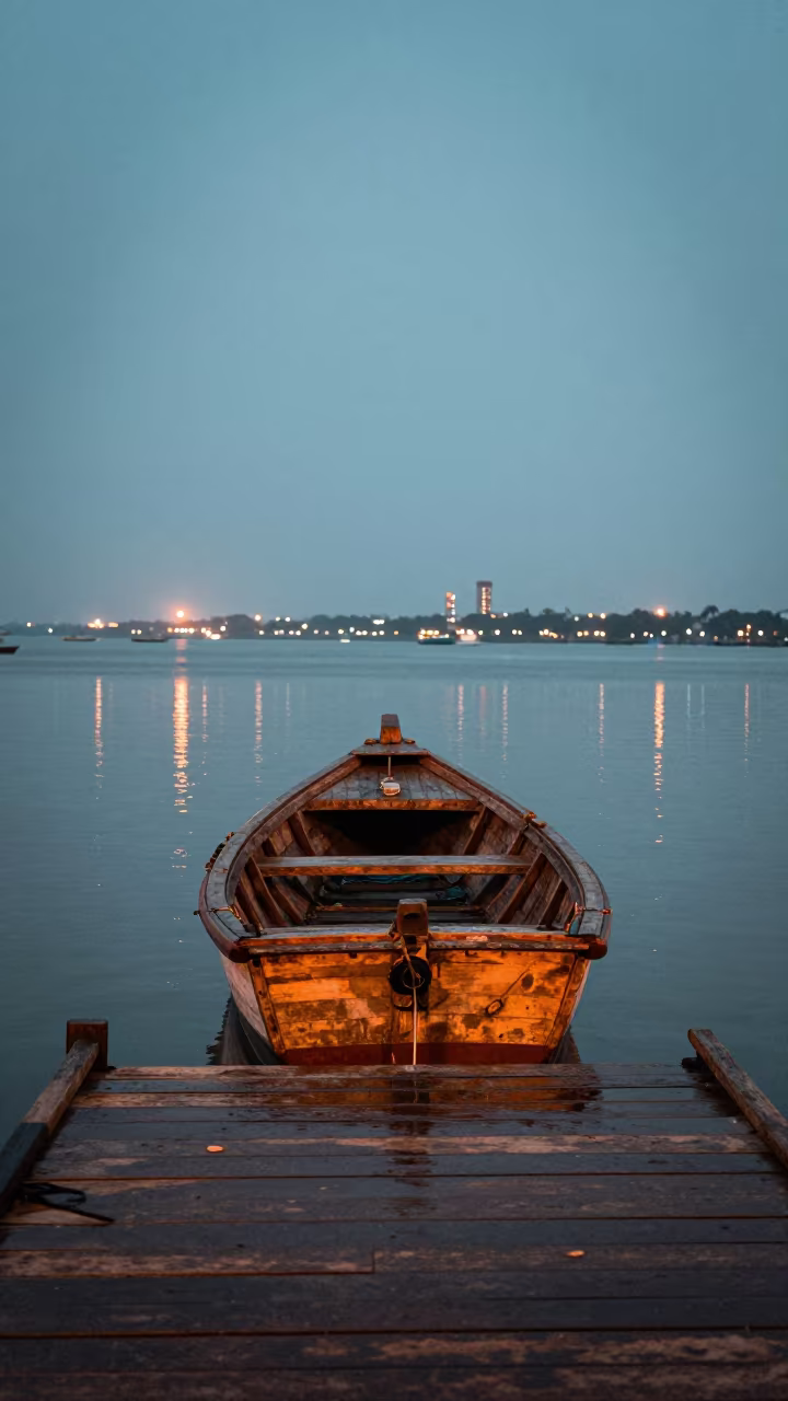 Wooden Lobster Boat in Mumbai Harbor Rainy Season in near Mumbai