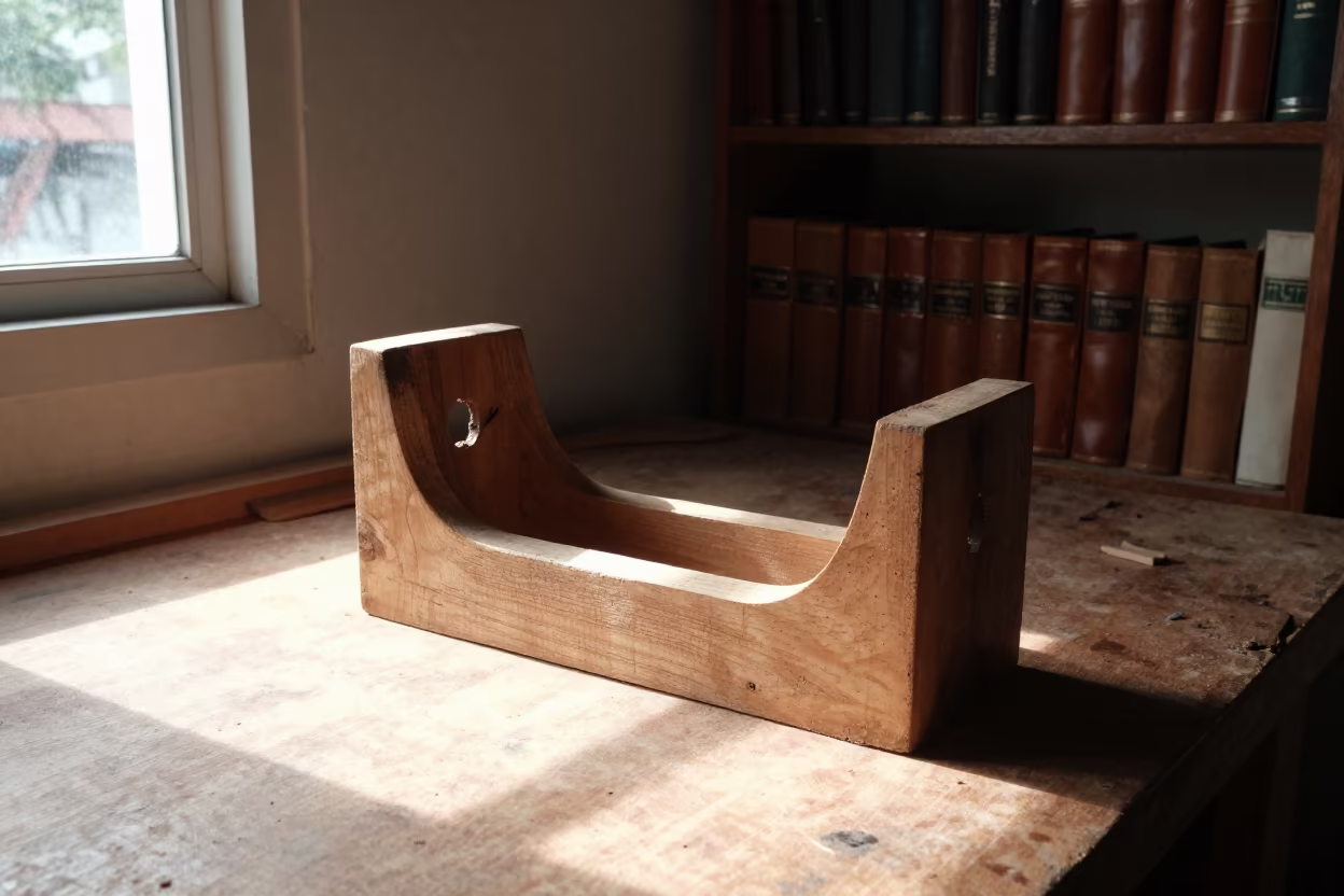 Wooden Log Holder on Workbench Alor Setar in on a wooden workbench near Alor Setar