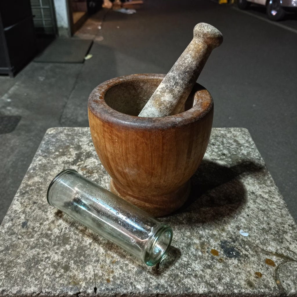 Wooden Mortar And Pestle in Chiang Mai in in Chiang Mai, Thailand