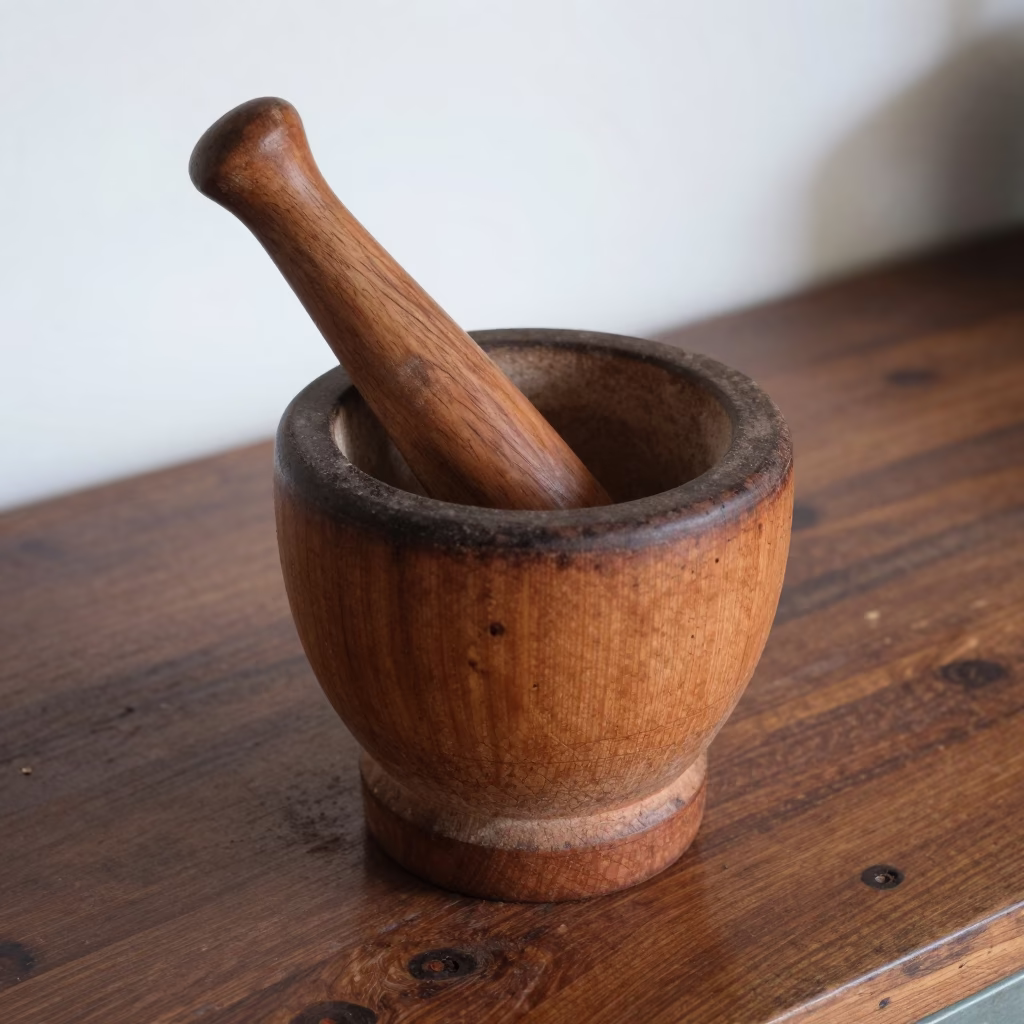 Wooden Mortar And Pestle in Phnom Penh in in Phnom Penh, Cambodia