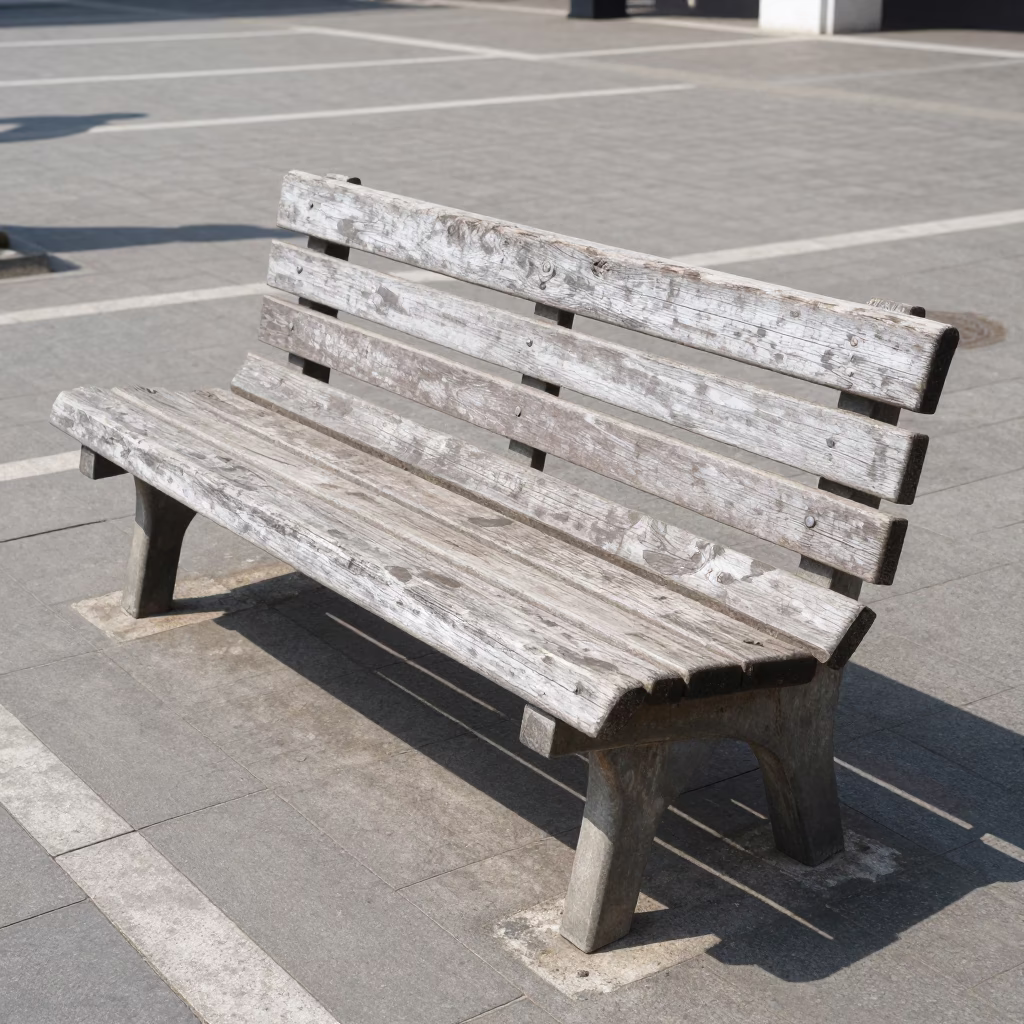 Wooden Park Bench in Surabaya in in Surabaya, Indonesia