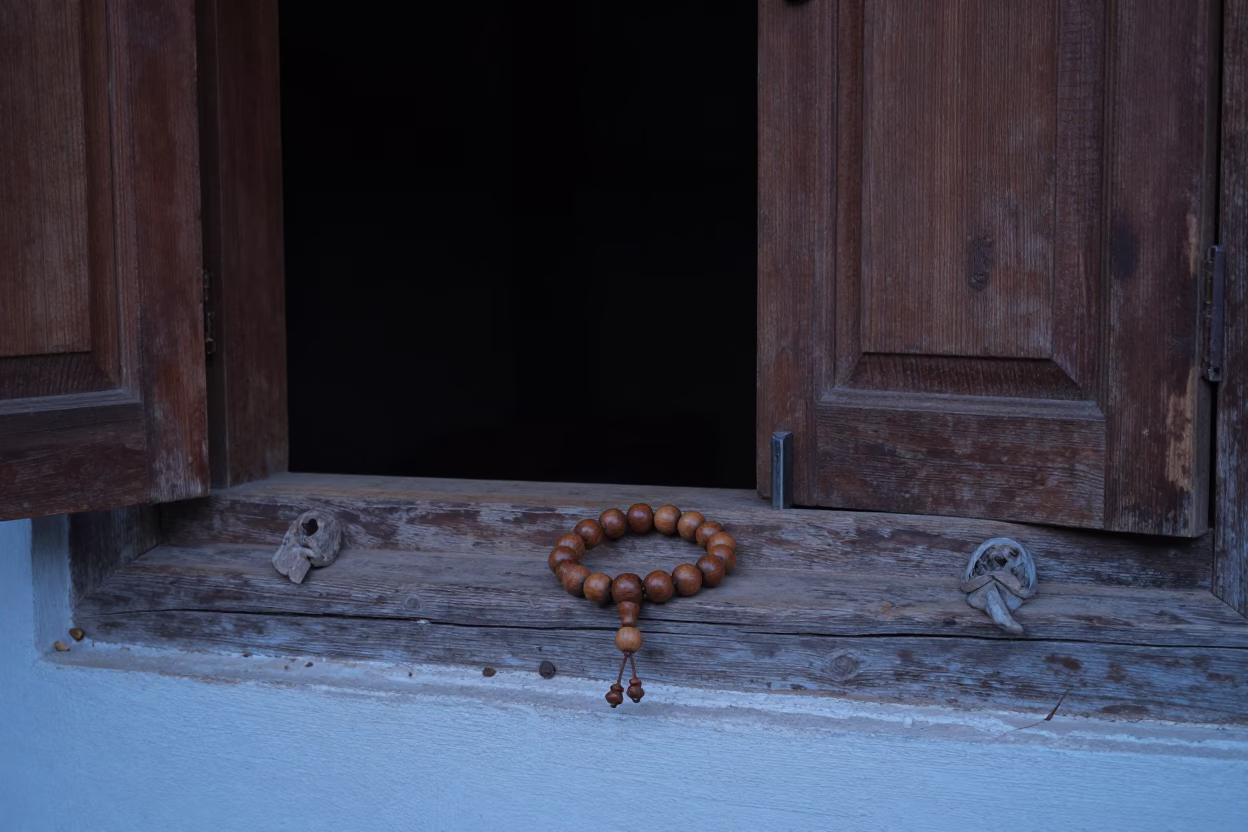 Wooden Prayer Bead Bracelet in Luang Prabang in in Luang Prabang, Laos