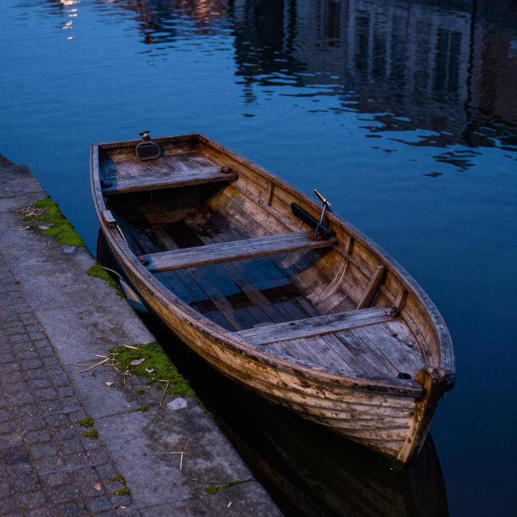 Wooden Rowboat in Brussels in in Brussels, Belgium