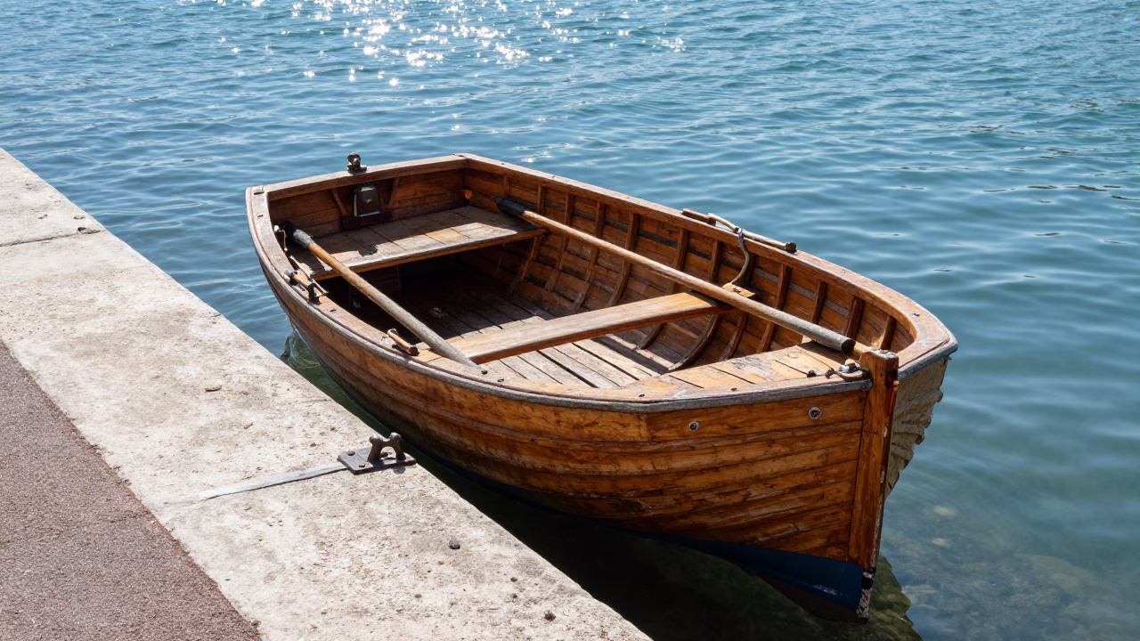 Wooden Rowing Boat in Nice in in Nice, France
