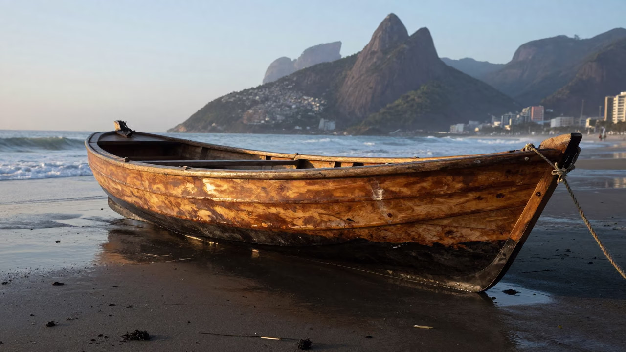 Wooden Rowing Boat in Rio De Janeiro in in Rio de Janeiro, Brazil
