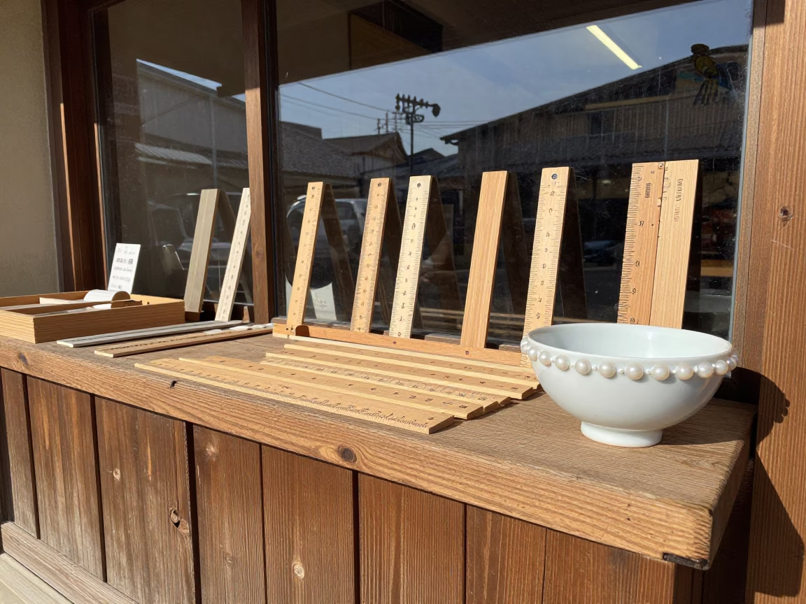 Wooden Rulers in Fukuoka at Afternoon Light in in Fukuoka, Japan