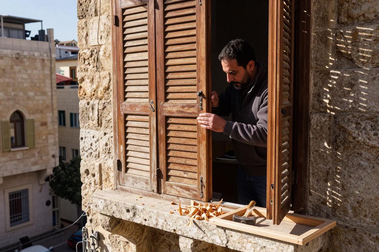 Wooden Shutter in Beirut in in Beirut, Lebanon