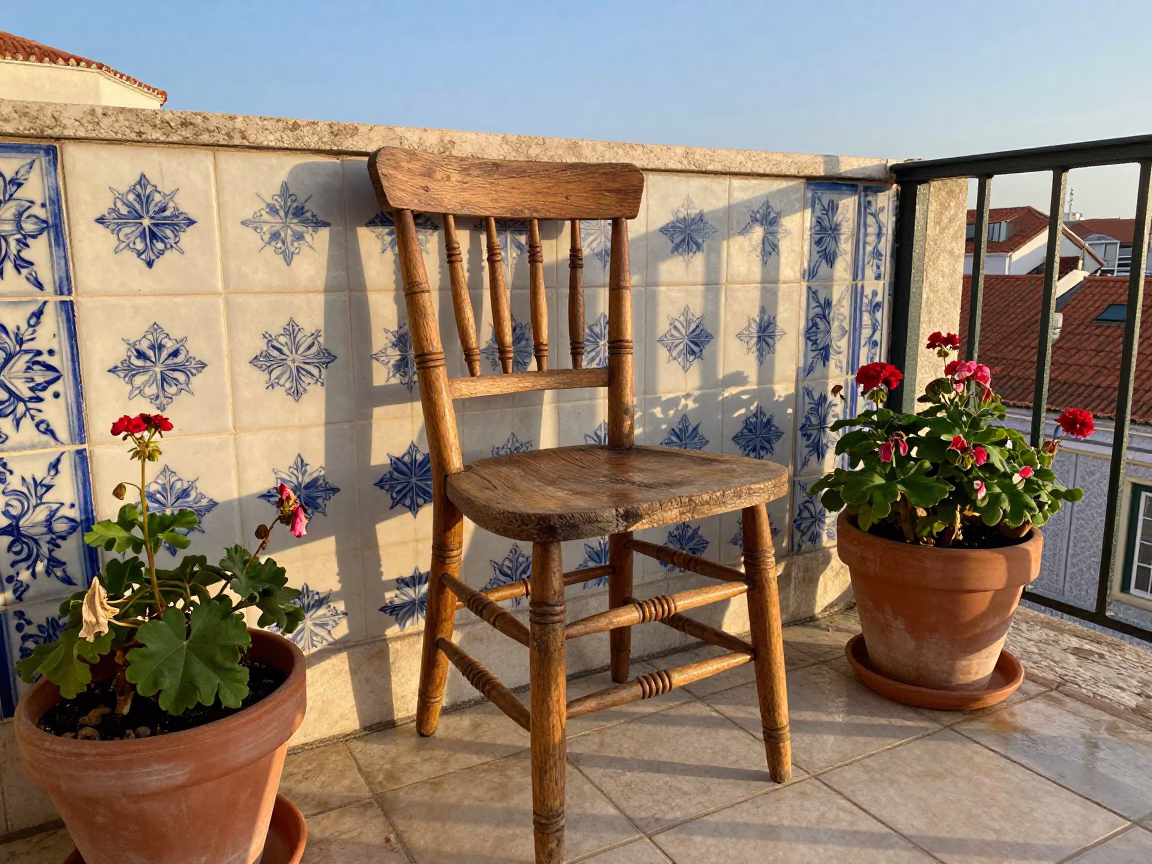Wooden Spindle Chair in Lisbon in in Lisbon, Portugal