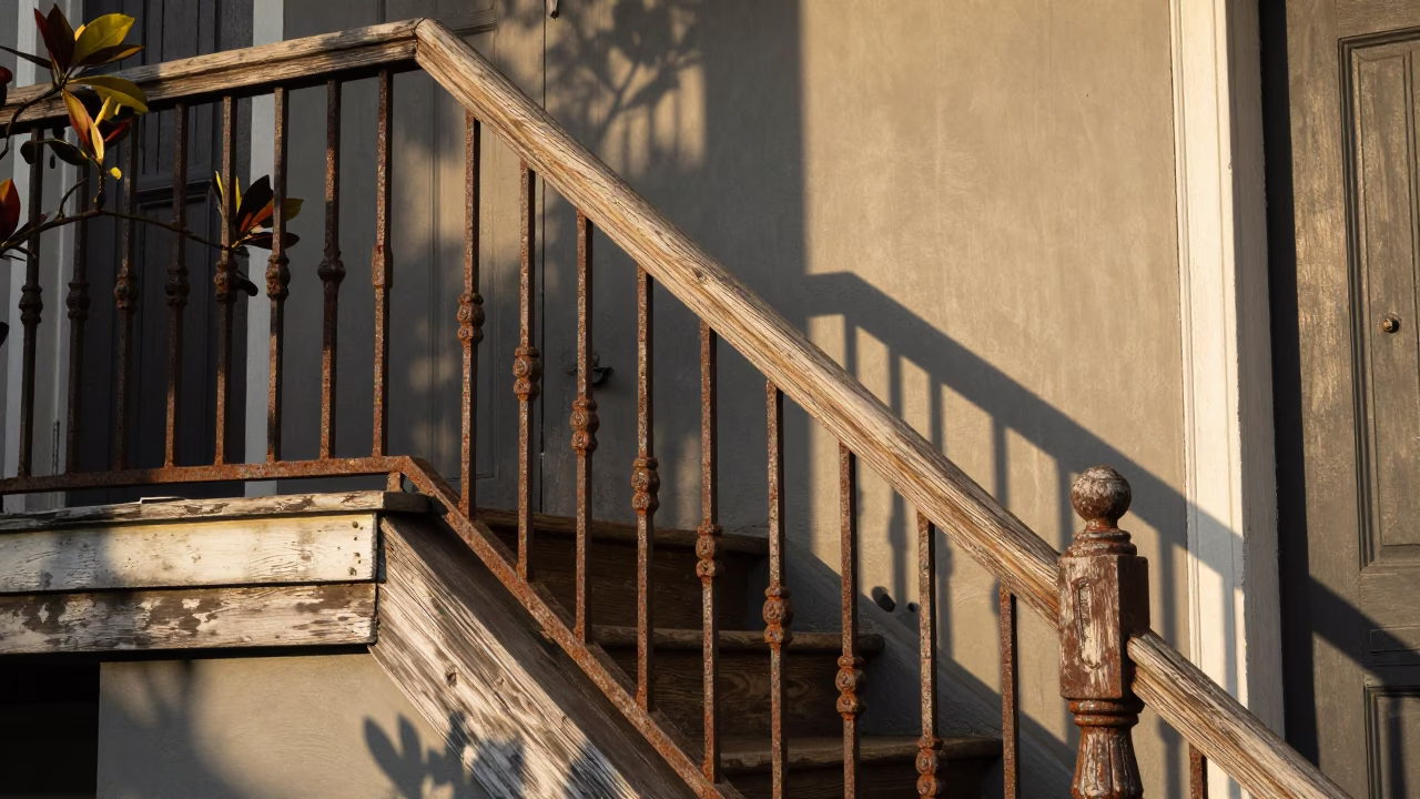 Wooden Stair Rail in New Orleans in in New Orleans, United States