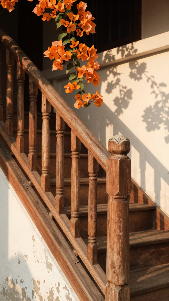 Wooden Stair Rail in Yogyakarta in in Yogyakarta, Indonesia