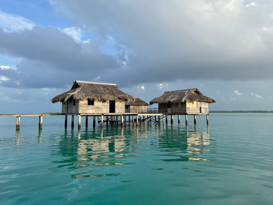 Wooden Stilt House Over Tropical Lagoon Near Mombasa in near Mombasa