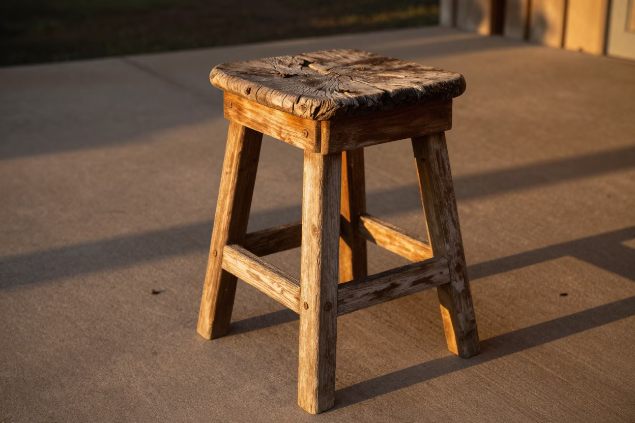 Wooden Stool in Austin in in Austin, Texas, United States