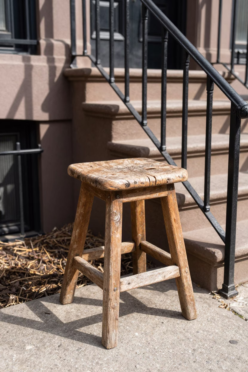 Wooden Stool in Boston in in Boston, United States